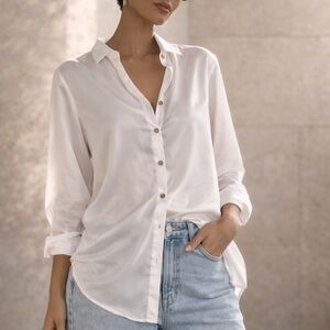 Never Fully Dressed White Miley Shirt | Size 20 | Oversized Button-Up